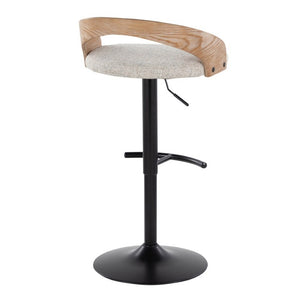 English Elm Adjustable Swivel Barstools Set of 2 with Oat Fabric Seat and Mixed Material Base B202S02330