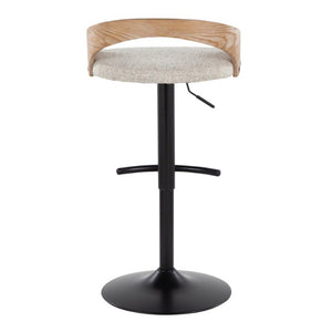 English Elm Adjustable Swivel Barstools Set of 2 with Oat Fabric Seat and Mixed Material Base B202S02330