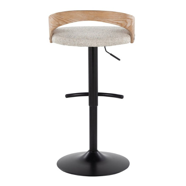English Elm Adjustable Swivel Barstools Set of 2 with Oat Fabric Seat and Mixed Material Base B202S02330