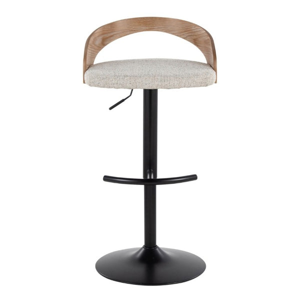 English Elm Adjustable Swivel Barstools Set of 2 with Oat Fabric Seat and Mixed Material Base B202S02330