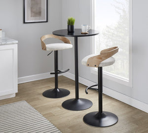 English Elm Adjustable Swivel Barstools Set of 2 with Oat Fabric Seat and Mixed Material Base B202S02330