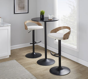 English Elm Adjustable Swivel Barstools Set of 2 with Oat Fabric Seat and Mixed Material Base B202S02330