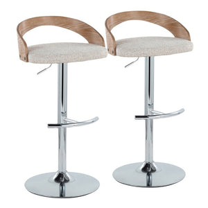 English Elm Adjustable Swivel Barstools Set of 2 with Chrome Base Padded Oat Seat Kitchen Counter B202S02331