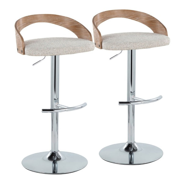 English Elm Adjustable Swivel Barstools Set of 2 with Chrome Base Padded Oat Seat Kitchen Counter B202S02331