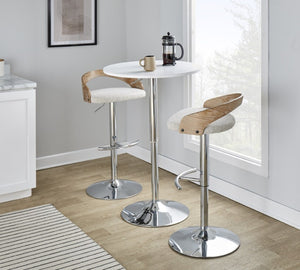 English Elm Adjustable Swivel Barstools Set of 2 with Chrome Base Padded Oat Seat Kitchen Counter B202S02331
