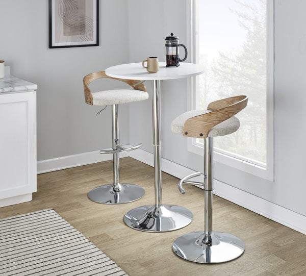English Elm Adjustable Swivel Barstools Set of 2 with Chrome Base Padded Oat Seat Kitchen Counter B202S02331