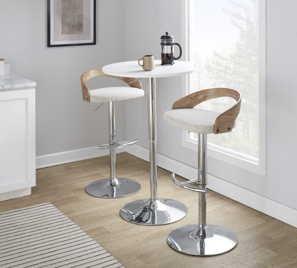 English Elm Adjustable Swivel Barstools Set of 2 with Chrome Base Padded Oat Seat Kitchen Counter B202S02331