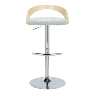 English Elm Adjustable Swivel Barstools Set of 3 Sage Green Fabric Chrome Base Natural Wood B202S02332