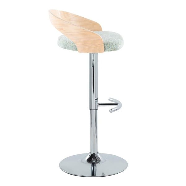 English Elm Adjustable Swivel Barstools Set of 3 Sage Green Fabric Chrome Base Natural Wood B202S02332