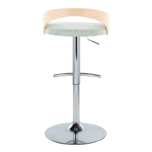 English Elm Adjustable Swivel Barstools Set of 3 Sage Green Fabric Chrome Base Natural Wood B202S02332