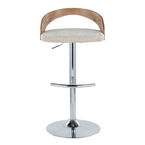 English Elm Adjustable Swivel Barstools Set of 3 with Oat Fabric Chrome and Whitewashed Wood B202S02333