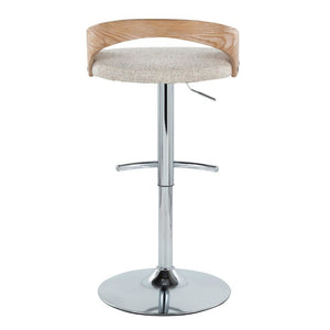 English Elm Adjustable Swivel Barstools Set of 3 with Oat Fabric Chrome and Whitewashed Wood B202S02333