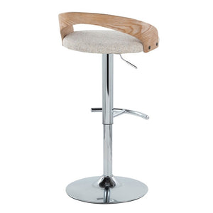 English Elm Adjustable Swivel Barstools Set of 3 with Oat Fabric Chrome and Whitewashed Wood B202S02333