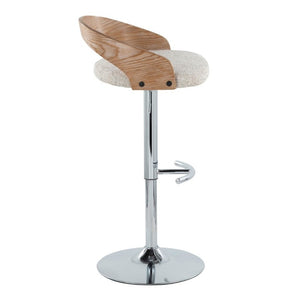English Elm Adjustable Swivel Barstools Set of 3 with Oat Fabric Chrome and Whitewashed Wood B202S02333
