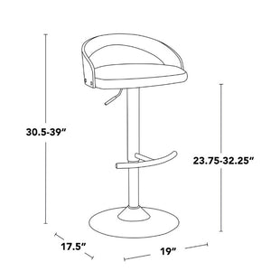 English Elm Adjustable Swivel Barstools Set of 3 with PU Seat and Grey Wood Back Panel B202S02334