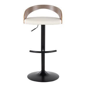 English Elm Adjustable Swivel Barstools Set of 3 with PU Seat and Grey Wood Back Panel B202S02334