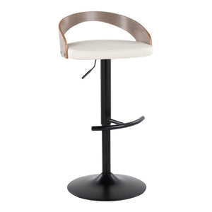 English Elm Adjustable Swivel Barstools Set of 3 with PU Seat and Grey Wood Back Panel B202S02334