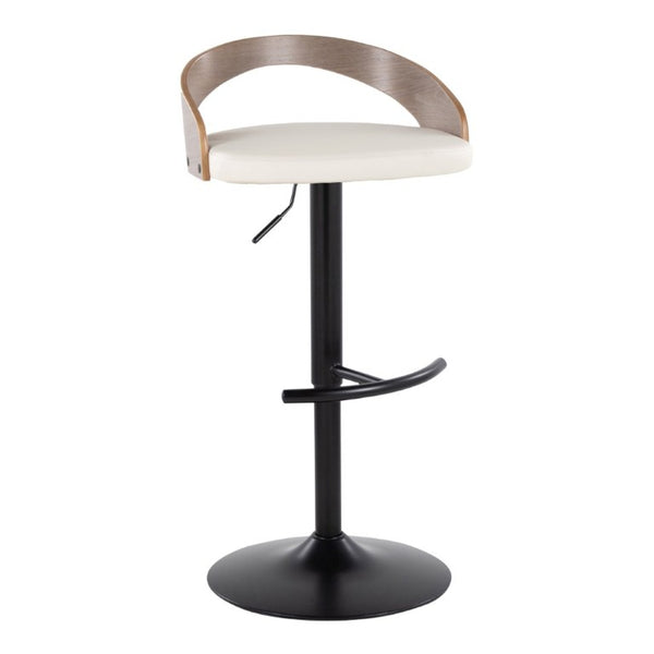 English Elm Adjustable Swivel Barstools Set of 3 with PU Seat and Grey Wood Back Panel B202S02334