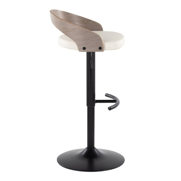 English Elm Adjustable Swivel Barstools Set of 3 with PU Seat and Grey Wood Back Panel B202S02334