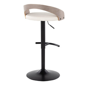 English Elm Adjustable Swivel Barstools Set of 3 with PU Seat and Grey Wood Back Panel B202S02334