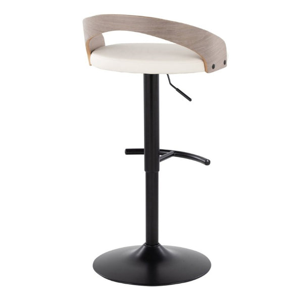 English Elm Adjustable Swivel Barstools Set of 3 with PU Seat and Grey Wood Back Panel B202S02334