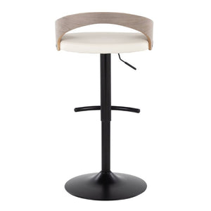 English Elm Adjustable Swivel Barstools Set of 3 with PU Seat and Grey Wood Back Panel B202S02334