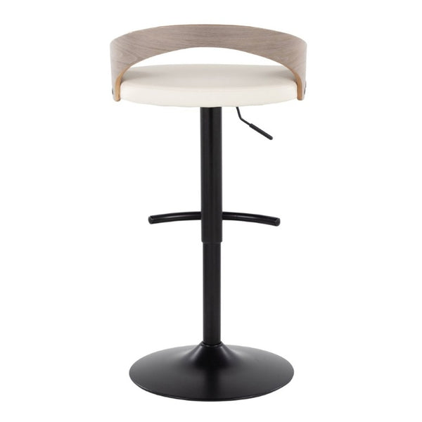 English Elm Adjustable Swivel Barstools Set of 3 with PU Seat and Grey Wood Back Panel B202S02334