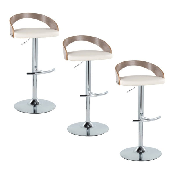 English Elm Adjustable Swivel Barstools Set of 3 PU Leather Seat Chrome Base Counter Height B202S02335