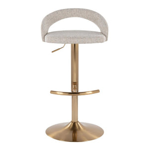 English Elm Adjustable Swivel Barstools Set of 3 Gold Base Oat Fabric Counter Height Seating B202S02336