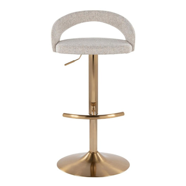 English Elm Adjustable Swivel Barstools Set of 3 Gold Base Oat Fabric Counter Height Seating B202S02336