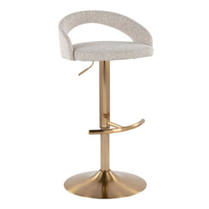 English Elm Adjustable Swivel Barstools Set of 3 Gold Base Oat Fabric Counter Height Seating B202S02336