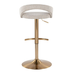 English Elm Adjustable Swivel Barstools Set of 3 Gold Base Oat Fabric Counter Height Seating B202S02336