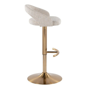 English Elm Adjustable Swivel Barstools Set of 3 Gold Base Oat Fabric Counter Height Seating B202S02336