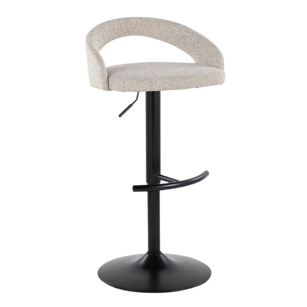 English Elm Adjustable Barstools Set of 3 Woven Fabric Swivel Seats with Black Metal Base Oat B202S02337