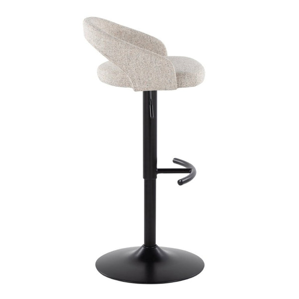 English Elm Adjustable Barstools Set of 3 Woven Fabric Swivel Seats with Black Metal Base Oat B202S02337