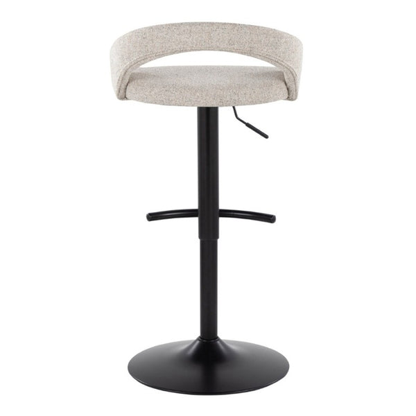 English Elm Adjustable Barstools Set of 3 Woven Fabric Swivel Seats with Black Metal Base Oat B202S02337