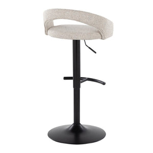 English Elm Adjustable Barstools Set of 3 Woven Fabric Swivel Seats with Black Metal Base Oat B202S02337