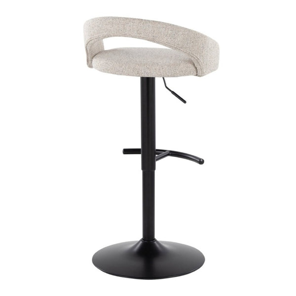 English Elm Adjustable Barstools Set of 3 Woven Fabric Swivel Seats with Black Metal Base Oat B202S02337