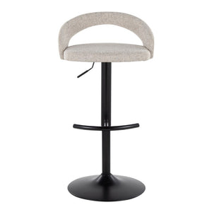 English Elm Adjustable Barstools Set of 3 Woven Fabric Swivel Seats with Black Metal Base Oat B202S02337