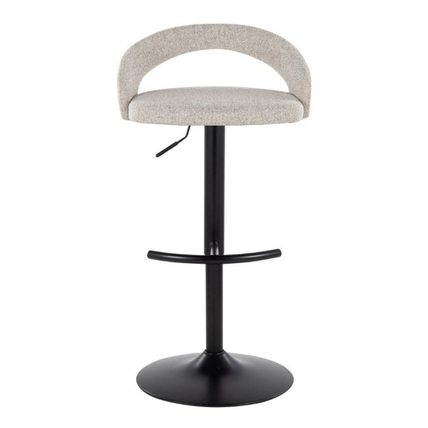 English Elm Adjustable Barstools Set of 3 Woven Fabric Swivel Seats with Black Metal Base Oat B202S02337