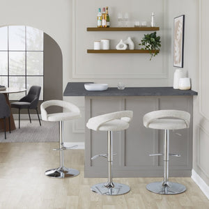 English Elm Adjustable Swivel Barstools Set of 3 Chrome Base Upholstered Kitchen Island Seating Oat B202S02338