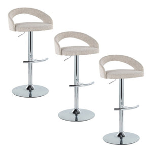 English Elm Adjustable Swivel Barstools Set of 3 Chrome Base Upholstered Kitchen Island Seating Oat B202S02338
