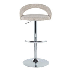 English Elm Adjustable Swivel Barstools Set of 3 Chrome Base Upholstered Kitchen Island Seating Oat B202S02338
