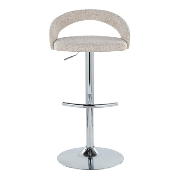 English Elm Adjustable Swivel Barstools Set of 3 Chrome Base Upholstered Kitchen Island Seating Oat B202S02338