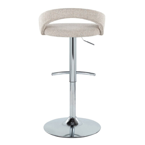 English Elm Adjustable Swivel Barstools Set of 3 Chrome Base Upholstered Kitchen Island Seating Oat B202S02338