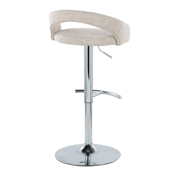 English Elm Adjustable Swivel Barstools Set of 3 Chrome Base Upholstered Kitchen Island Seating Oat B202S02338