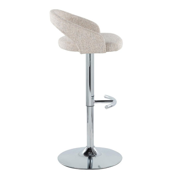 English Elm Adjustable Swivel Barstools Set of 3 Chrome Base Upholstered Kitchen Island Seating Oat B202S02338
