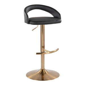 English Elm Adjustable Swivel Barstools Set of 3 Gold Base PU Leather for Kitchen Island Black B202S02339