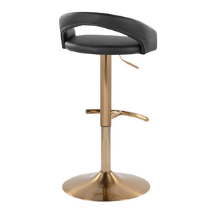 English Elm Adjustable Swivel Barstools Set of 3 Gold Base PU Leather for Kitchen Island Black B202S02339