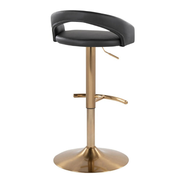 English Elm Adjustable Swivel Barstools Set of 3 Gold Base PU Leather for Kitchen Island Black B202S02339